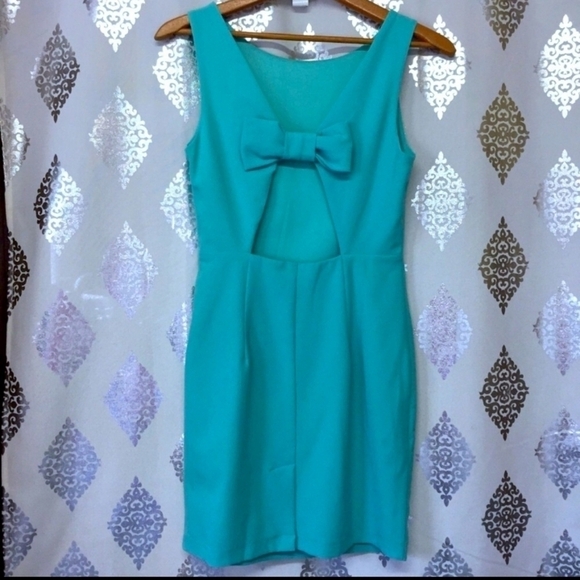 Forever 21 Teal Cut-Out Back Sheath Dress - Picture 2 of 7